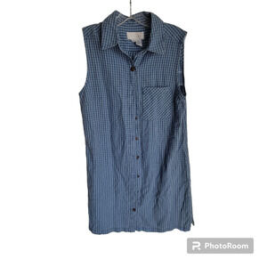 j Jill Women's Dress Sleeveless Size 12P Classic Front Super Cozy Shirt Dress